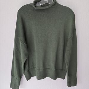 INDUSTRY Republic Clothing Green Sweater Large Mock Neck Ribbed Hem Blend